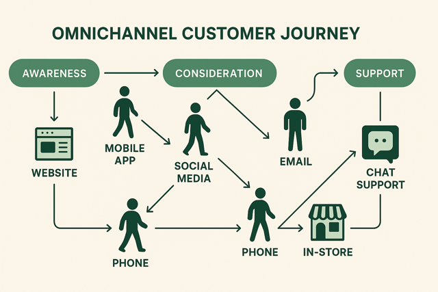 Omnichannel customer journey simulation diagram