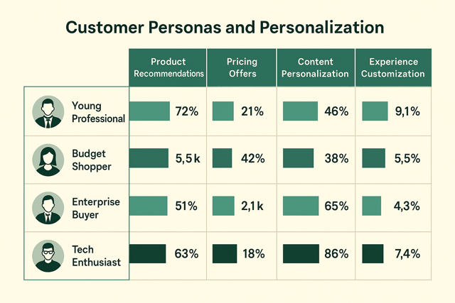 Chart showing personalization impact on different customer personas