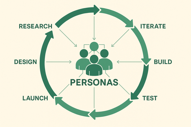 Persona-driven product development cycle diagram