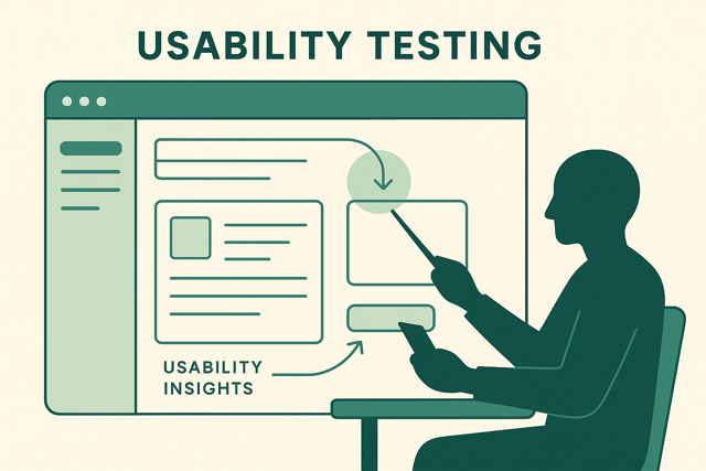 Persona navigating a UI mockup for usability testing