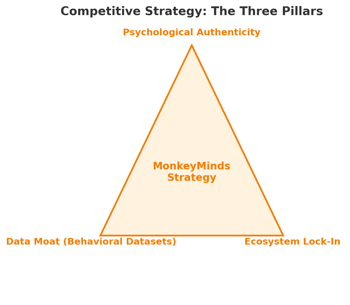 Figure 13: Competitive Strategy - Three strategic pillars showing the foundation of MonkeyMinds’ competitive advantage.